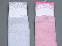 Open knitted baby knee highs in white and pink Open knitted baby knee highs in white and pink