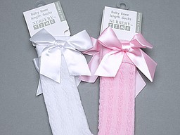Baby knee high socks with cable and big bow Baby knee high socks with cable and big bow