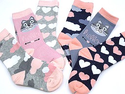 Kneehighs for babies with clouds, a cat, and hearts Kneehighs for babies with clouds, a cat, and hearts