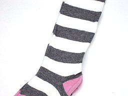 Baby tights with wide ecru and grey stripes