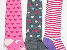 Tick tock baby tights with various patterns