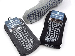 Homesock with anti slip bottom in grey and black Homesock with anti slip bottom in grey and black