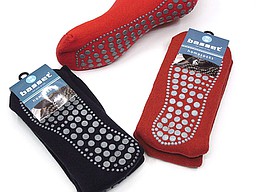 Homesock with anti-slip in navy and red