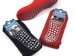Homesock with anti-slip in navy and red Homesock with anti-slip in navy and red