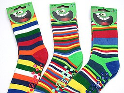 Antislip children's socks with colored stripes