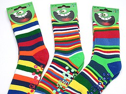 Antislip children's socks with bright colored stripes Antislip children's socks with bright colored stripes