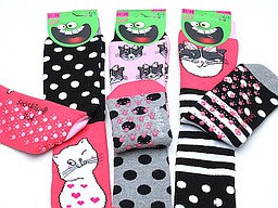 Antislip kid's socks with various cats