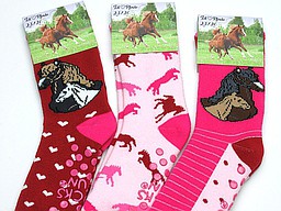 Kid's home socks with horses and anti slip