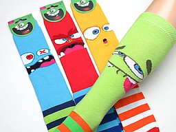 Colored knee highs with funny faces Colored knee highs with funny faces