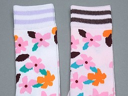 Yellow moon kid's kneehighs with flowers Yellow moon kid's kneehighs with flowers