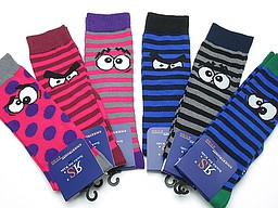 Striped kneehighs for kids with eyes