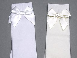 White kneehighs for kids with bow