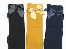 Knee high with big bow in black, ochre, and navy Knee high with big bow in black, ochre, and navy