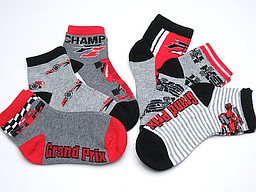 Short kids socks with grand prix theme in grey