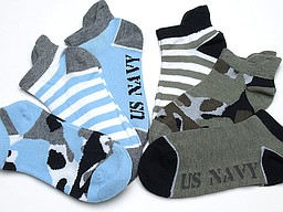 Kids sneaker socks with stripes and camouflage