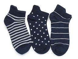 Navy sneakersocks for kids with lurex stripes and dots