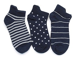 Navy sneakersocks for kids with lurex stripes and dots Navy sneakersocks for kids with lurex stripes and dots