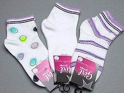 White socks for kids with stripes and circles