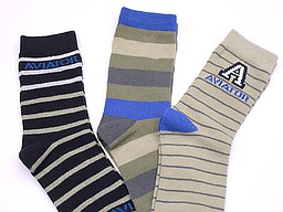 Socks for kids with aviator text and stripes all over