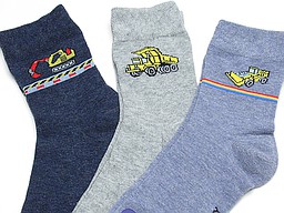 Seamless socks for kids with building vehicles