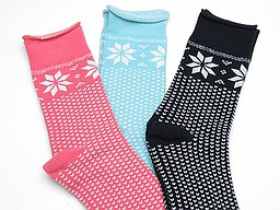 Seamless socks for kids with lurex snowflakes