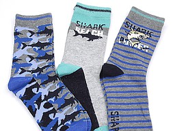 Kids socks with sharks and flat toe seam