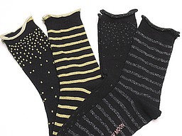 Kids socks with gold or silver lurex glitter yarn