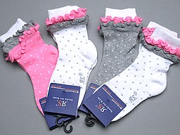 Socks with ruffled cuff and small dots