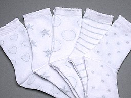 White socks with lurex patterns