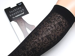 Black 20 denier knee highs with flower