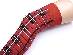 Red over the knee socks with checks