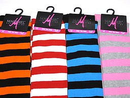 Overknee socks with wide stripes