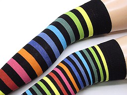 Over the knee socks with rainbow stripes Over the knee socks with rainbow stripes