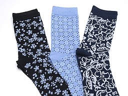 Blue women's socks with flowers