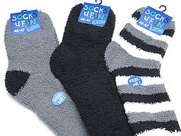Soft bed socks in grey, black, and stripes