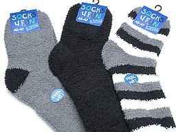 Soft bed socks in grey, black, and stripes Soft bed socks in grey, black, and stripes