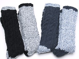 Men bed socks in black, grey, navy, and light jeans