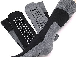 Men's home socks with antislip in black with grey Men's home socks with antislip in black with grey