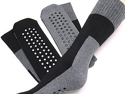 Men's home socks with antislip black with grey