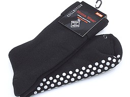 Black anti slip men's home socks in big size