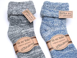 Thick woolen men's socks in denim and grey