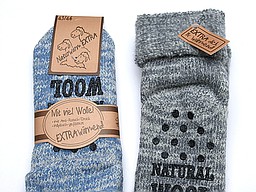 Woolen anti slip socks in jeans and grey