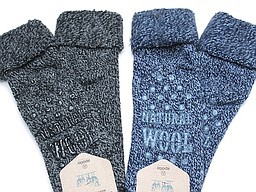 Wool homesocks anti slip in grey and denim