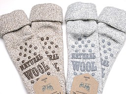 Woolen men's home socks in beige and grey