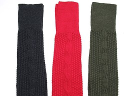 Long partially woolen cable kneehighs