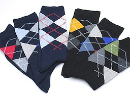 Navy and black argyle socks