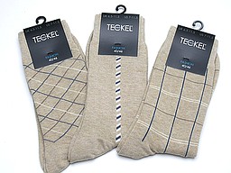 Beige men's socks with various prints
