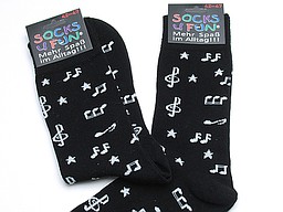Black men's socks with white musical notes
