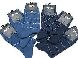 Blue men's socks with various prints
