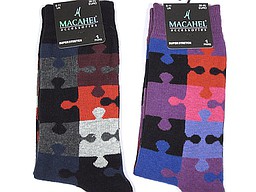 Socks for men with jigsaw pieces all over